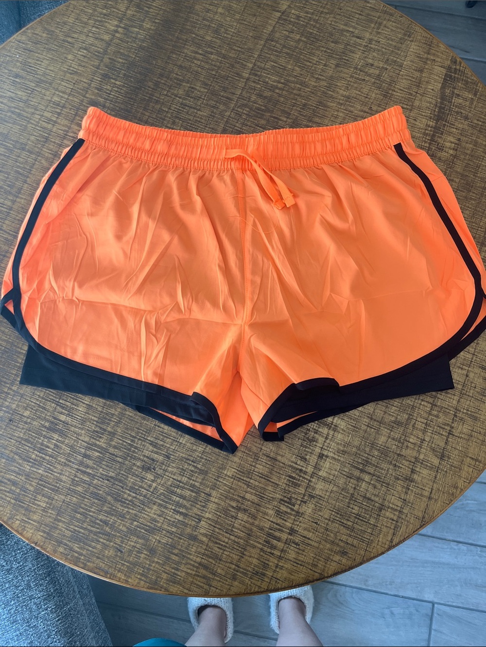 Women's Orange Contrast-Trim Athletic Shorts